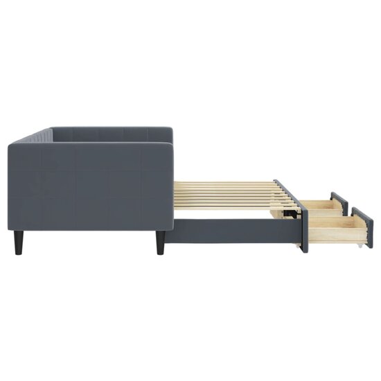 Slaapbank Onderschuifbed En Lades Fluweel 90 x 190 cm Donkergrijs