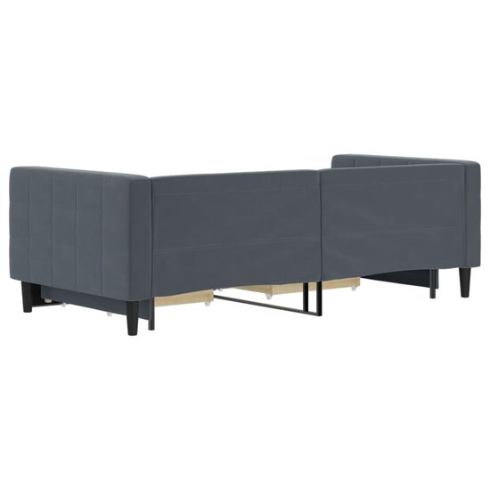 Slaapbank Onderschuifbed En Lades Fluweel 90 x 190 cm Donkergrijs