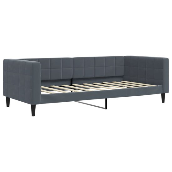 Slaapbank Onderschuifbed En Lades Fluweel 90 x 190 cm Donkergrijs