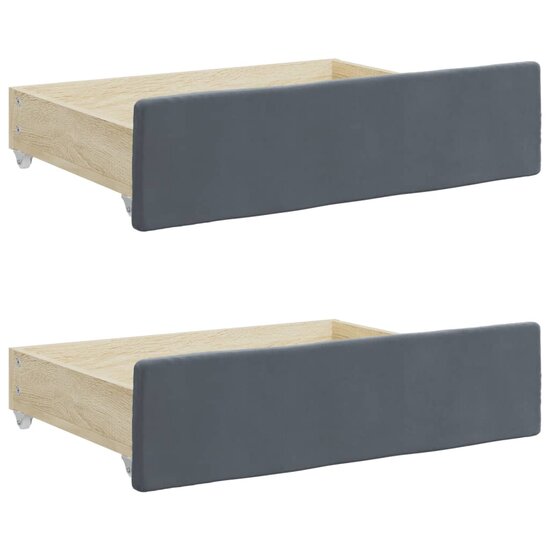Slaapbank Onderschuifbed En Lades Fluweel 90 x 190 cm Donkergrijs