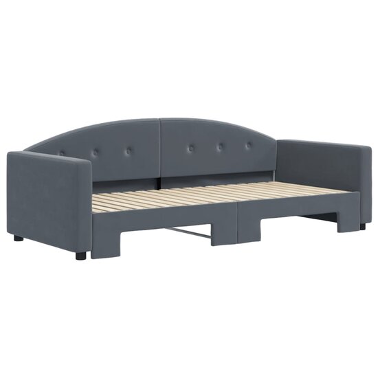 Slaapbank Fluweel Donkergrijs 90 x 190 cm met onderschuifbed