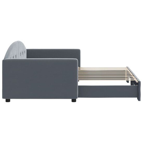 Slaapbank Fluweel Donkergrijs 90 x 190 cm met onderschuifbed