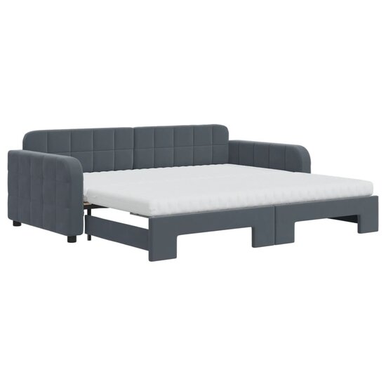 Slaapbank Onderschuifbed Matrassen 90X190Cm Fluweel 90 x 190 cm Donkergrijs