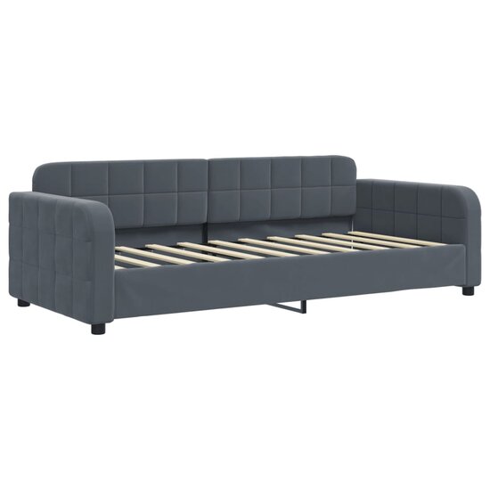 Slaapbank Onderschuifbed Matrassen 90X190Cm Fluweel 90 x 190 cm Donkergrijs
