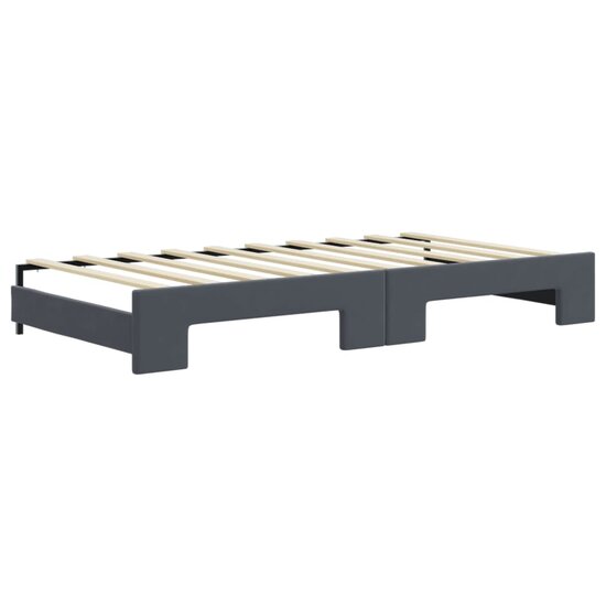 Slaapbank Onderschuifbed Matrassen 90X190Cm Fluweel 90 x 190 cm Donkergrijs