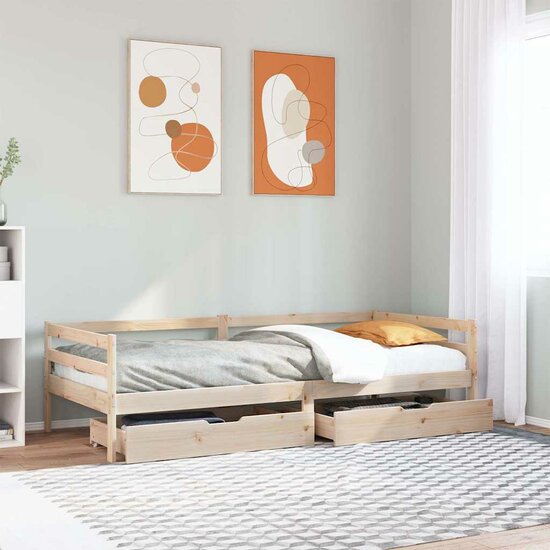 Slaapbank Met Lades 80X200 Cm Massief Grenenhout