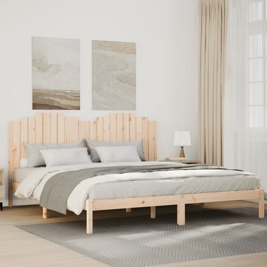 Bedframe Extra Lang Zonder Matras Massief Hout 200 x 220 cm Naturel