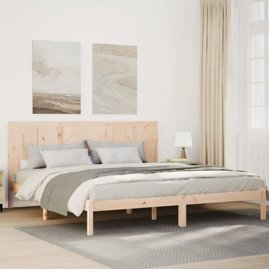 Bedframe Extra Lang Zonder Matras Massief Hout 200 x 220 cm Naturel