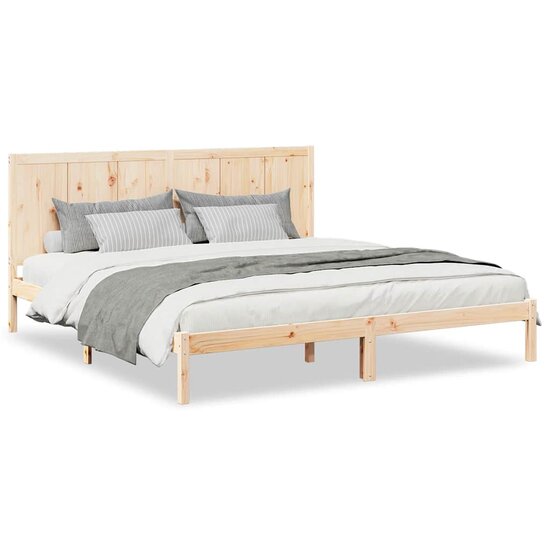 Bedframe Extra Lang Zonder Matras Massief Hout 200 x 220 cm Naturel