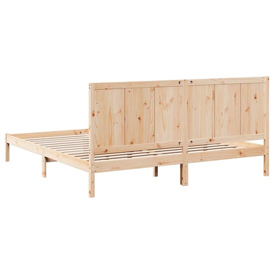 Bedframe Extra Lang Zonder Matras Massief Hout 200 x 220 cm Naturel