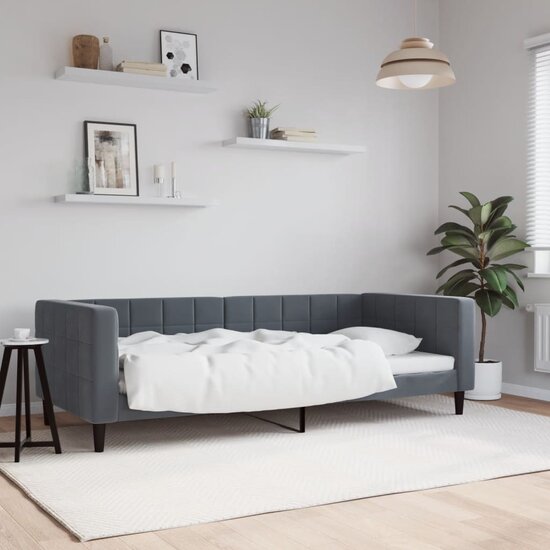 Slaapbank Fluweel 90 x 190 cm Donkergrijs