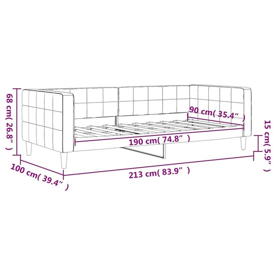 Slaapbank Fluweel 90 x 190 cm Donkergrijs