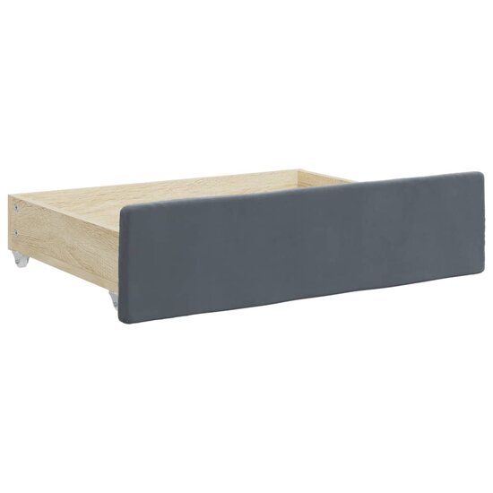 Slaapbank Onderschuifbed En Lades Fluweel 90 x 190 cm Donkergrijs