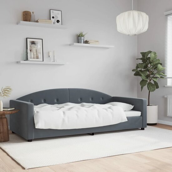 Slaapbank Fluweel 90 x 190 cm Donkergrijs