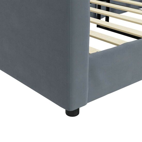 Slaapbank Fluweel 90 x 190 cm Donkergrijs
