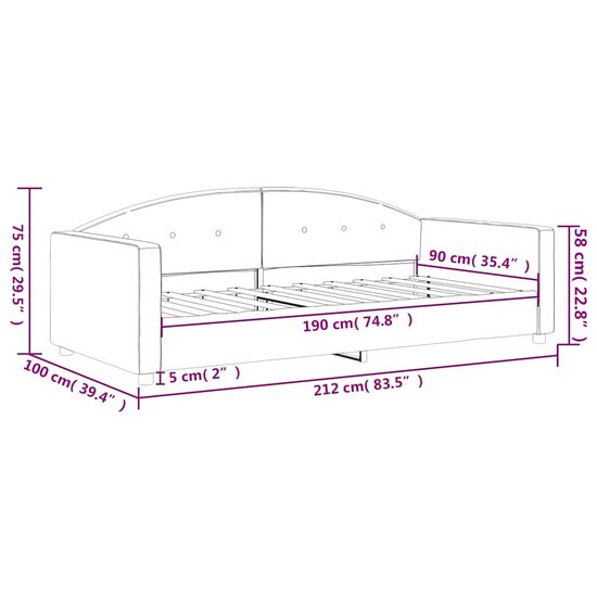 Slaapbank Fluweel 90 x 190 cm Donkergrijs