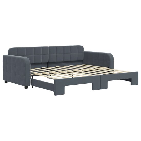 Slaapbank Fluweel Donkergrijs 90 x 190 cm met onderschuifbed