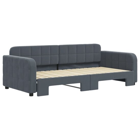 Slaapbank Fluweel Donkergrijs 90 x 190 cm met onderschuifbed