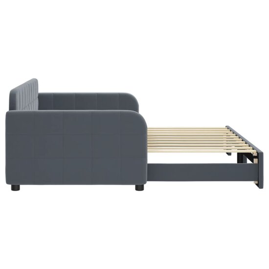 Slaapbank Fluweel Donkergrijs 90 x 190 cm met onderschuifbed