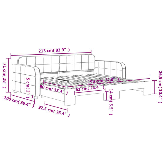 Slaapbank Fluweel Donkergrijs 90 x 190 cm met onderschuifbed