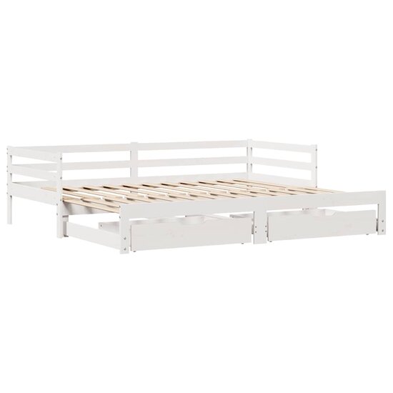 Slaapbank Met Lades 90X200 Cm Massief Grenenhout Wit