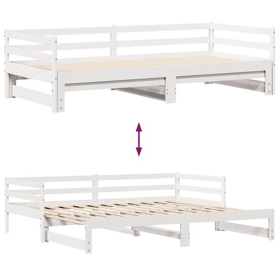 Slaapbank Met Lades 90X200 Cm Massief Grenenhout Wit