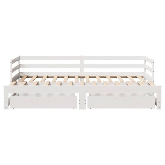 Slaapbank Met Lades 90X200 Cm Massief Grenenhout Wit