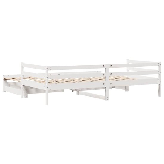 Slaapbank Met Lades 90X200 Cm Massief Grenenhout Wit