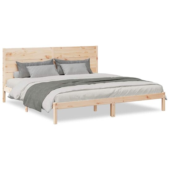 Bedframe Extra Lang Zonder Matras Massief Hout 200 x 220 cm Naturel
