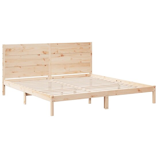 Bedframe Extra Lang Zonder Matras Massief Hout 200 x 220 cm Naturel
