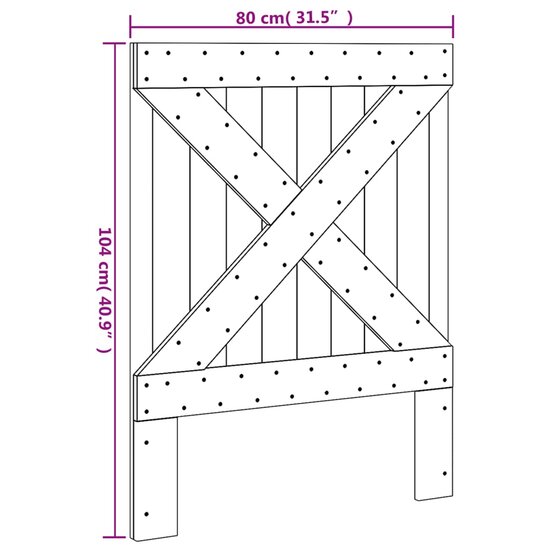 Hoofdbord 80x104 cm massief grenenhout