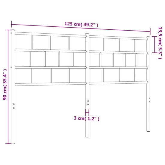 Hoofdbord 120 cm metaal zwart