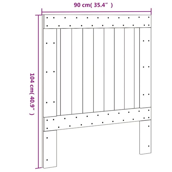 Hoofdbord 90x104 cm massief grenenhout