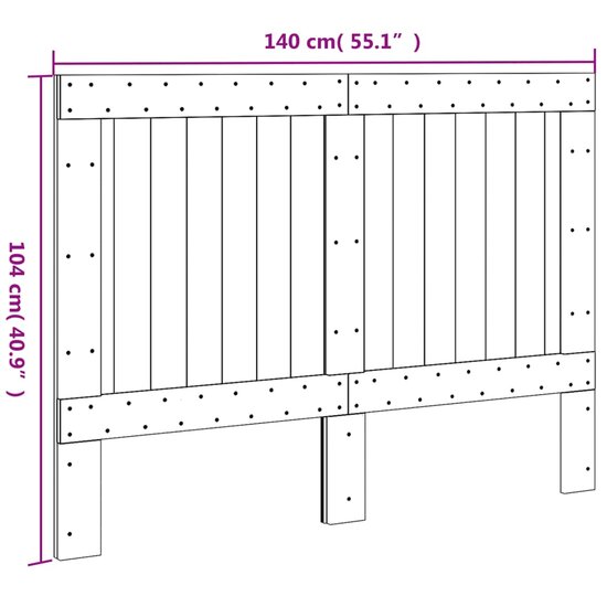 Hoofdbord 140x104 cm massief grenenhout
