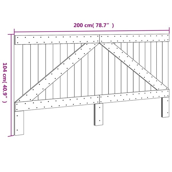 Hoofdbord 200x104 cm massief grenenhout