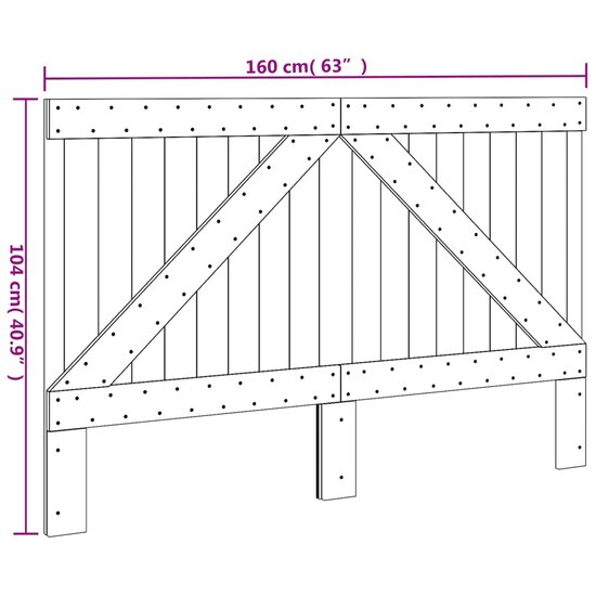 Hoofdbord 160x104 cm massief grenenhout
