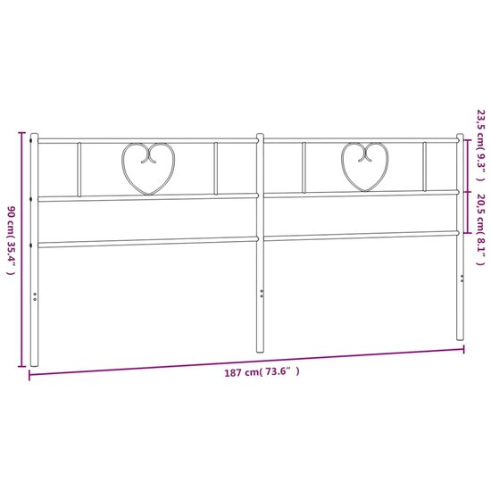 Hoofdbord 180 cm metaal wit