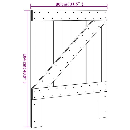 Hoofdbord Massief Grenenhout 1 80 x 104 cm