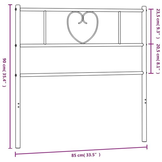 Hoofdbord Metaal 80 cm Wit