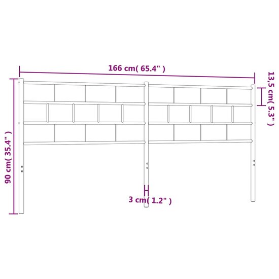 Hoofdbord Metaal 160 cm Zwart