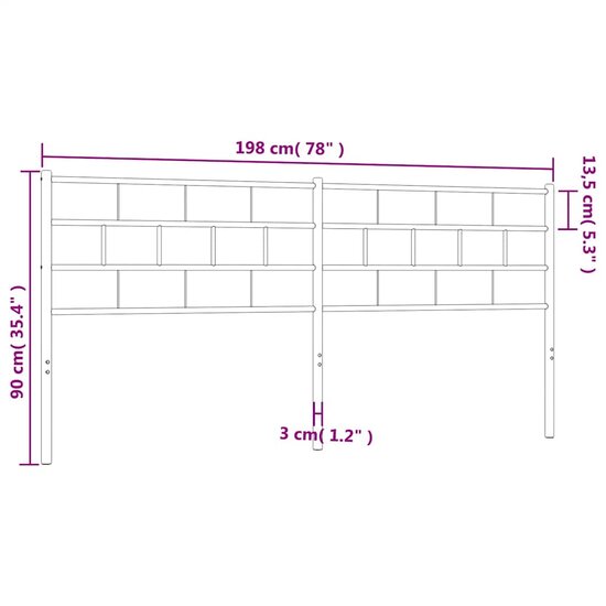 Hoofdbord Metaal 193 cm Zwart