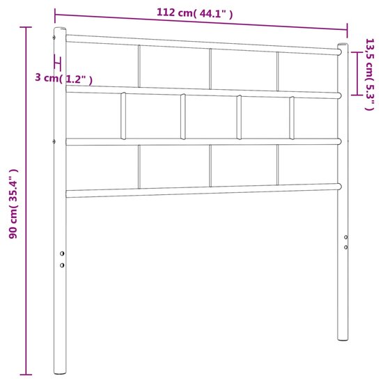 Hoofdbord Metaal 107 cm Zwart