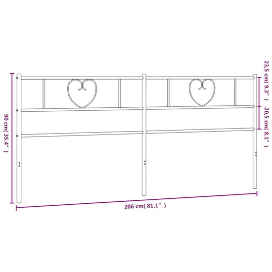 Hoofdbord Metaal 200 cm Wit