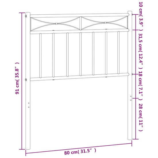 Hoofdbord Metaal 75 cm Wit