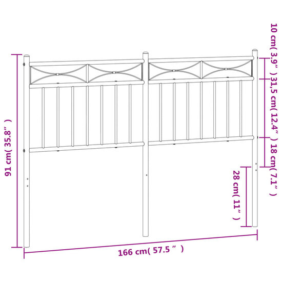 Hoofdbord 160 cm metaal wit