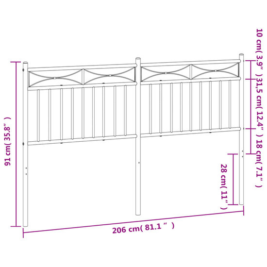 Hoofdbord Metaal 200 cm Wit