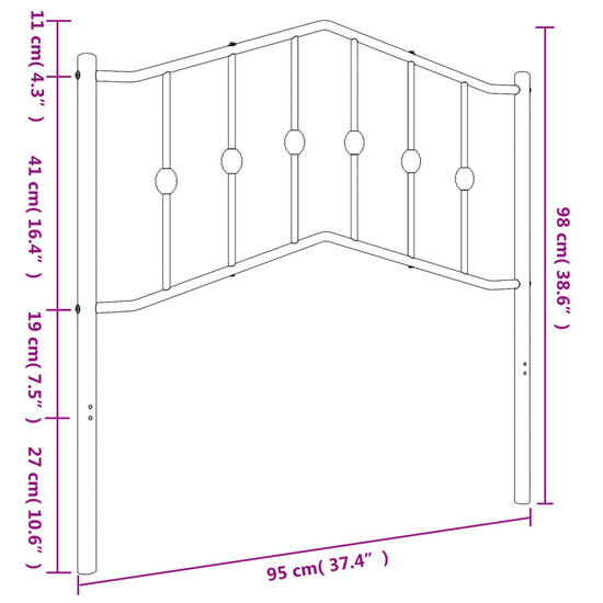 Hoofdbord 90 cm metaal wit