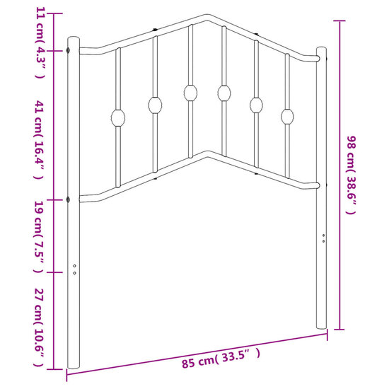 Hoofdbord 80 cm metaal wit