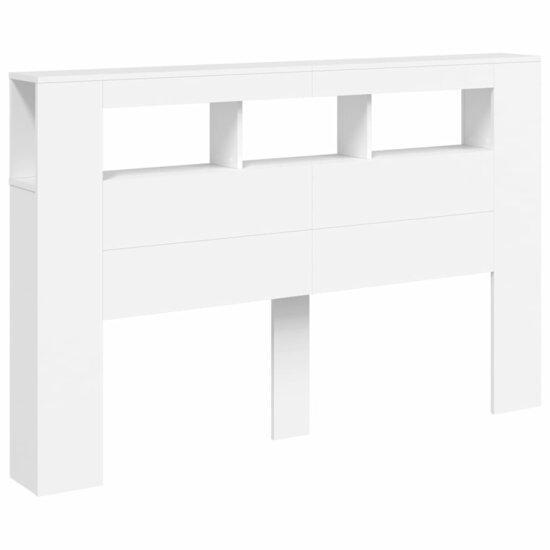Hoofdeinde Met Led 160X18,5X103,5 Cm Bewerkt Hout 160 x 103.5 cm Wit
