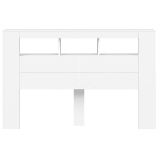 Hoofdeinde Met Led 160X18,5X103,5 Cm Bewerkt Hout 160 x 103.5 cm Wit